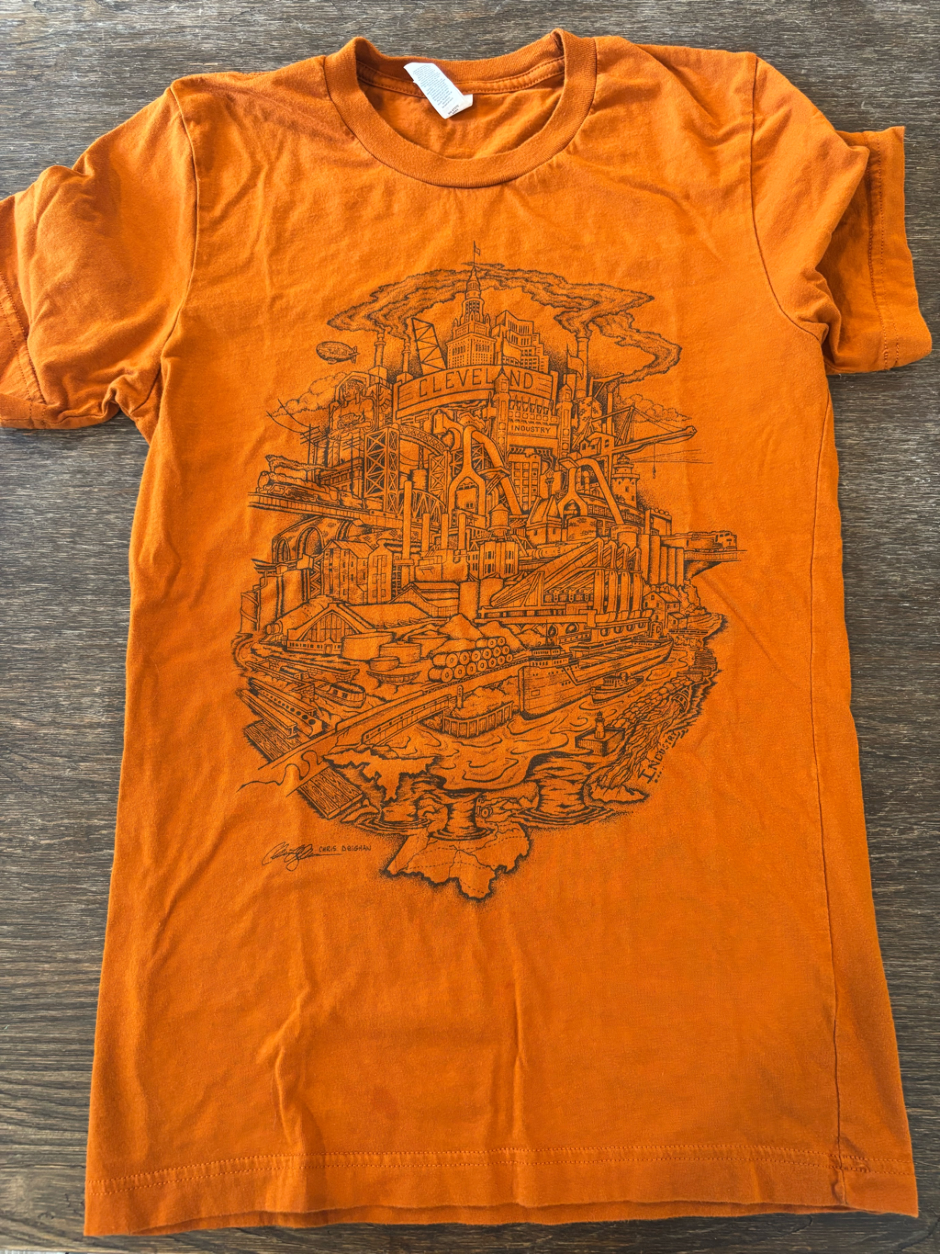 Orange Graphic Cleveland T-Shirt (Small)